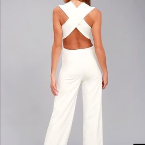White cross back jumpsuit